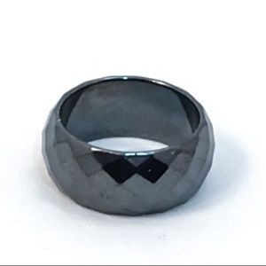 Cherryl's Jewelry - Wide Faceted Hematite Band Ring Cherryl's Jewelry - Wide Faceted Hematite Band Ring